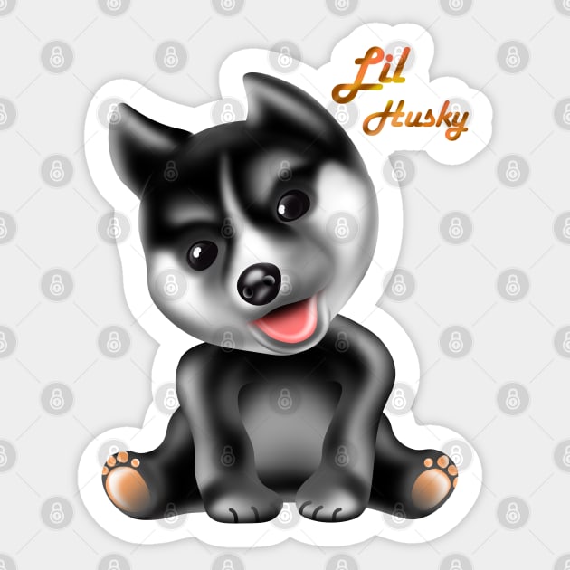 Lil husky smile puppy, pompsky puppies sitting Sticker by AdishPr